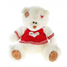 Белый плюшевый мишка i love you в кофточке с сердечком 35 см