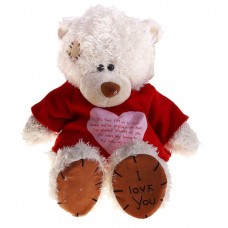 Белый плюшевый мишка i love you в кофточке с сердечком 36 см
