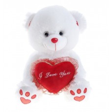Подарочный белый мишка с сердечком и надписью I love you