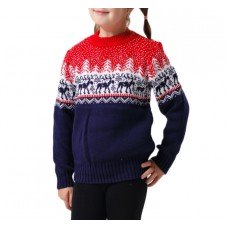 Детский свитер с оленями красный Family Look