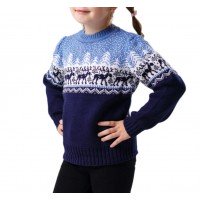 Детский свитер с оленями голубой Family Look