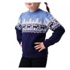 Детский свитер с оленями голубой Family Look