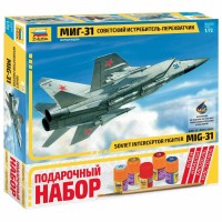 Сборная модель ZVEZDA Советский истребитель перехватчик МиГ-31, подарочный набор, 1/72