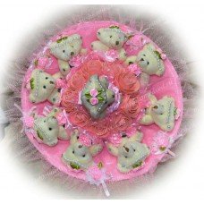 Букет из мягких игрушек с розочками (9 мишек, розовый)