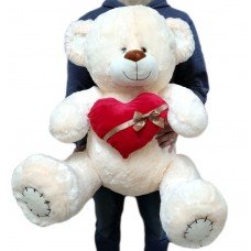 Мишка Тедди с сердечком 95 см, бежевый