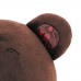 Игрушка Мишка Choco сидячий в вязанной шапке с сердечками 30см